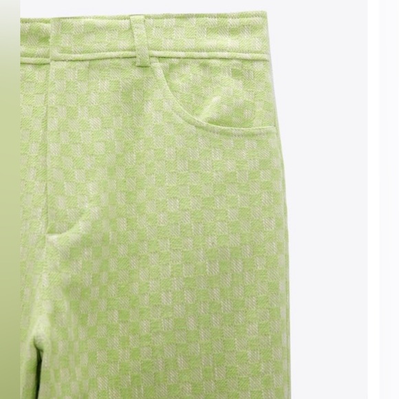 NWT ZARA GINGHAM STRAIGHT LEG PANTS SIZE XS 2641/678/520 - Picture 8 of 13